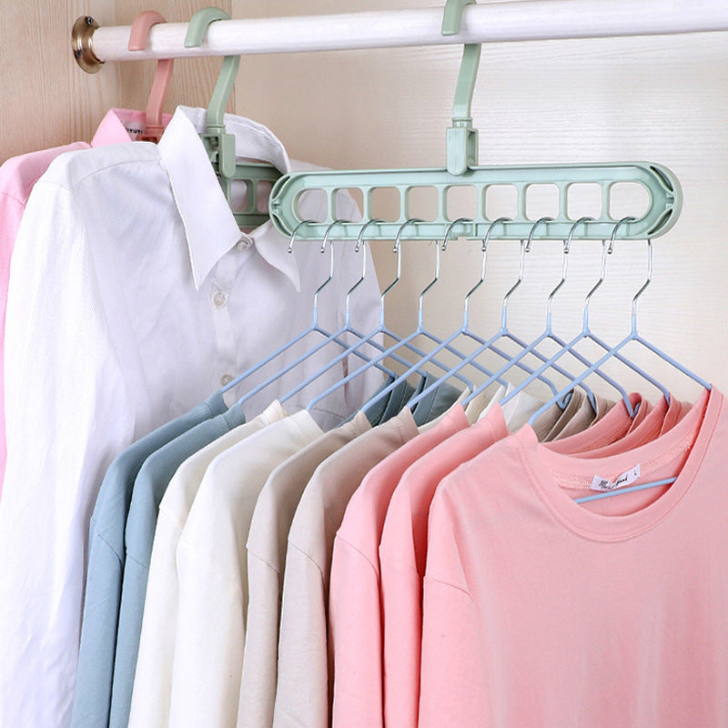 Multifunctional nine-hole clothes hanger for home use, dormitory, folding magic clothes hanger, space-saving bedroom storage artifact