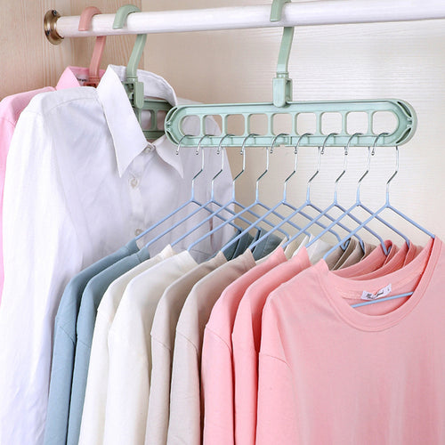 Multifunctional nine-hole clothes hanger for home use, dormitory, folding magic clothes hanger, space-saving bedroom storage artifact